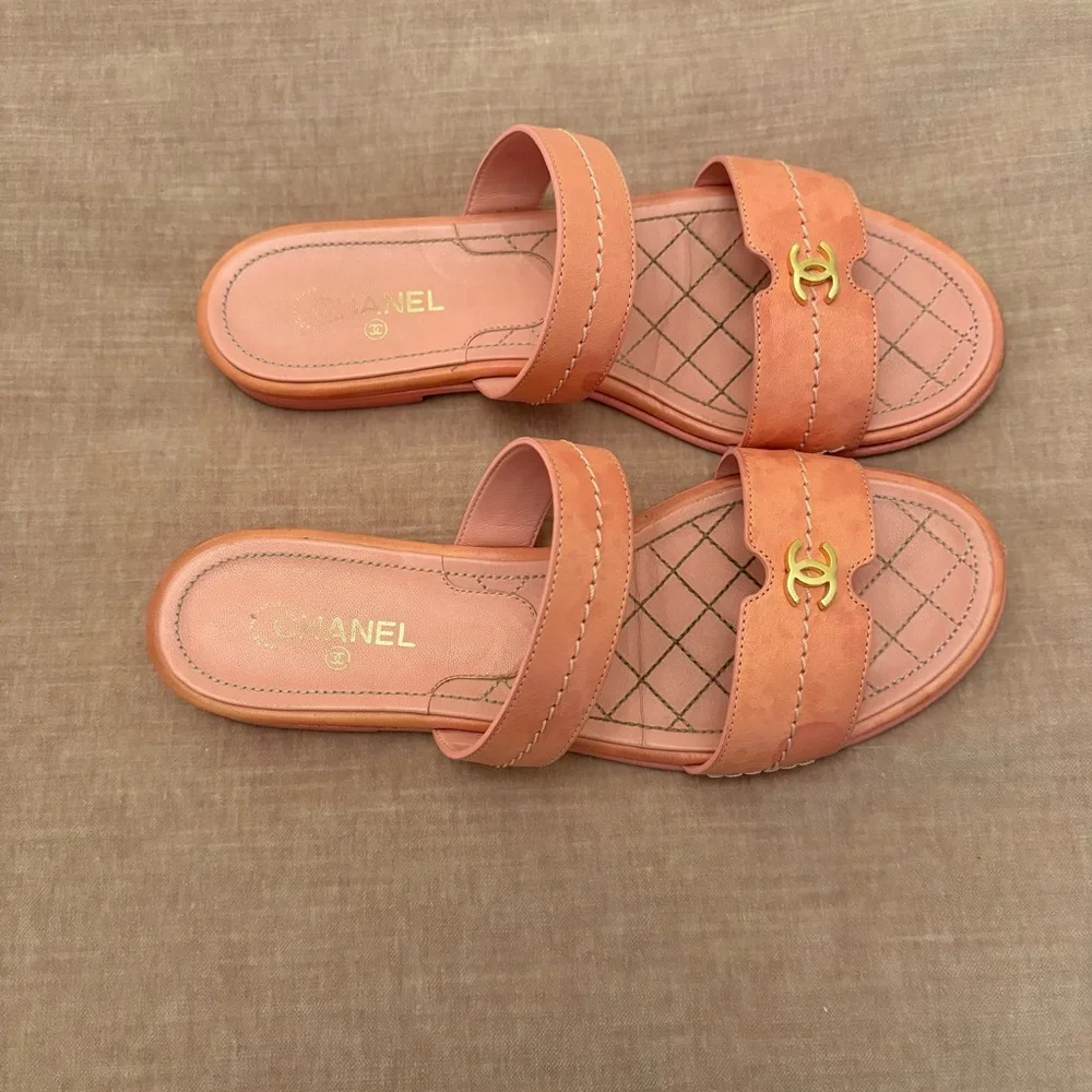 Pink Chanel mule slide sandals size 37 US 6.5 - Picture 11 of 11